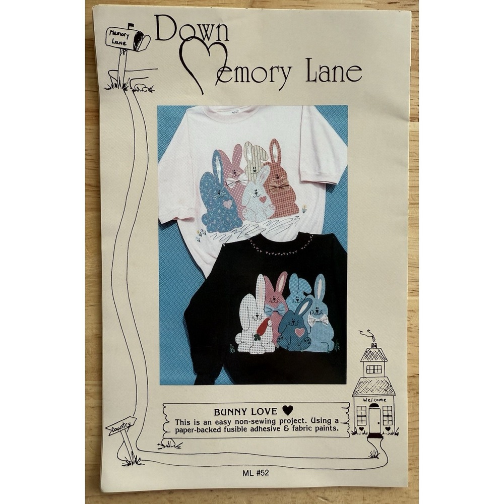 Down Memory‎ Lane "Bunny Love"  Fusible Adhesive & Fabric Paint Pattern ML #52